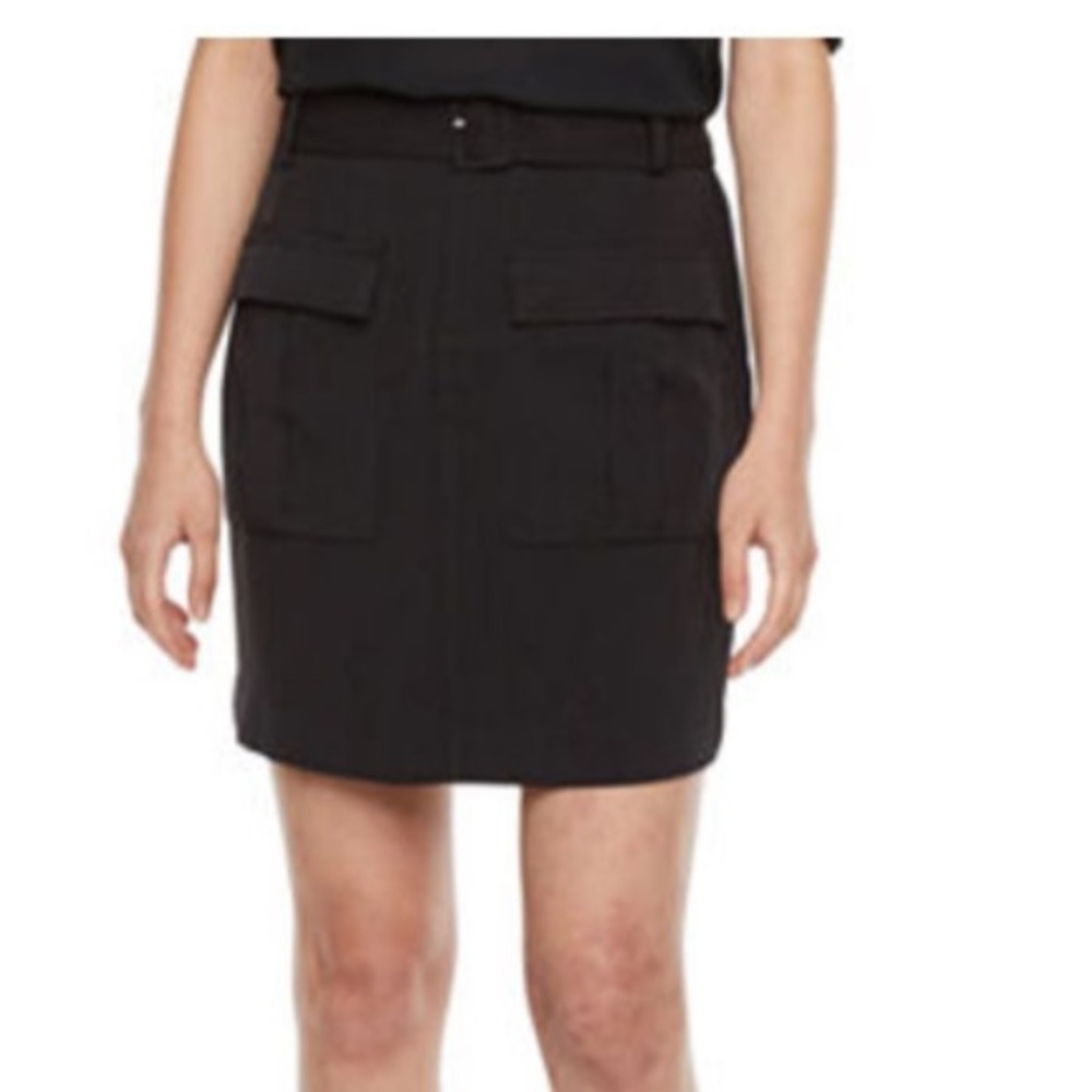WORTHINGTON Womens Black A Line Belted Skirt NWT Size 12